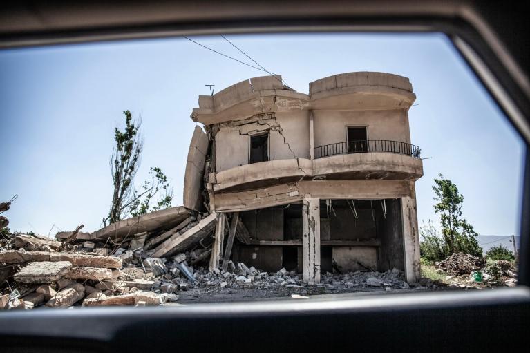 Un edificio bombardeado en la zona de Baalbek-Hermel en el Líbano, 15 de mayo de 2025. © Elisa Bernal Arellano para Acción contra el Hambre