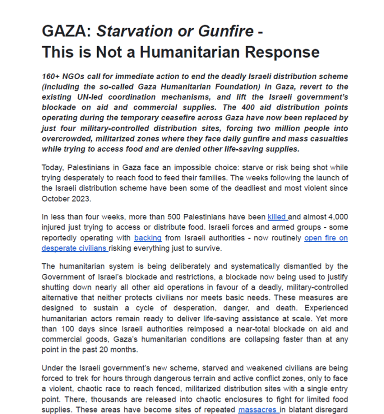 GAZA: Starvation or Gunfire - This is Not a Humanitarian Response