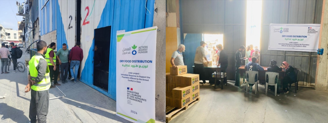 Punto de distribucion de alimentos en el norte de Gaza, Territorio Palestino Ocupado - Acción contra el Hambre - Apoyo en nutrición y seguridad alimentaria