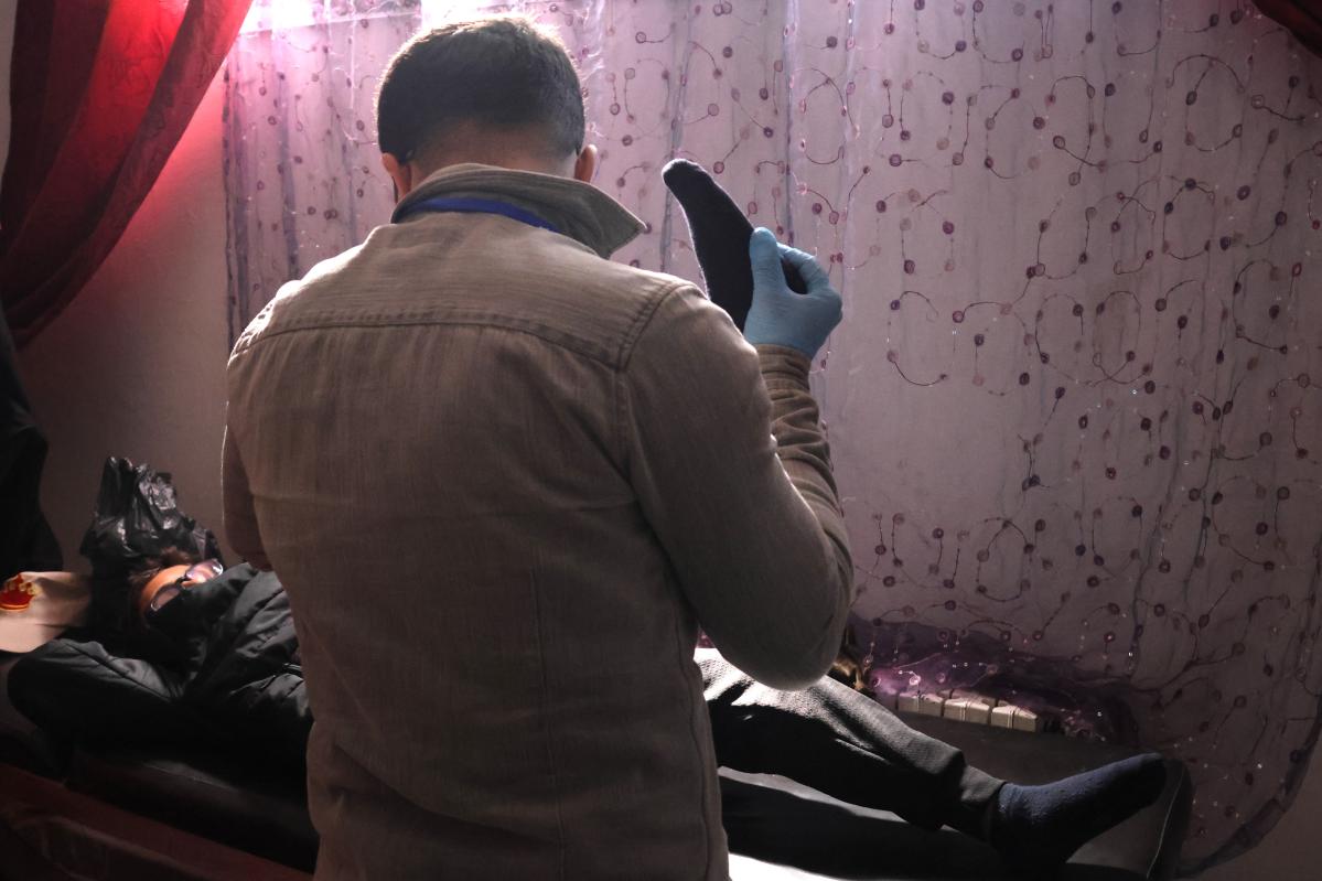 Houssam during his physiotherapy session.