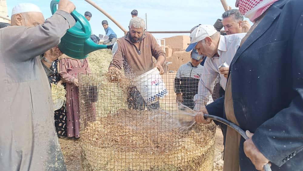 Ibrahim is producing compost with his fellow farmers