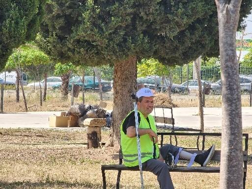 Walid resting after finishing his work