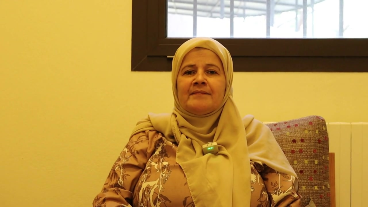 Zeinab while being interviewed in the collective shelter