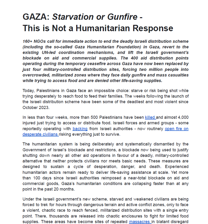 GAZA: Starvation or Gunfire - This is Not a Humanitarian Response