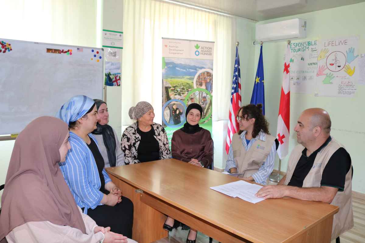 Figure 2 – Action Against Hunger delegation meets with Lia Margoshvili (head of the now Pankisi Future Foundation) and other teachers