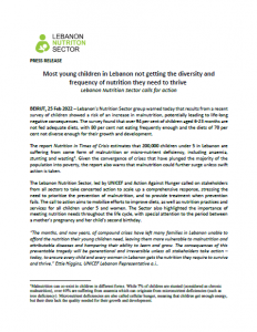 press release   nutrition sector calls action